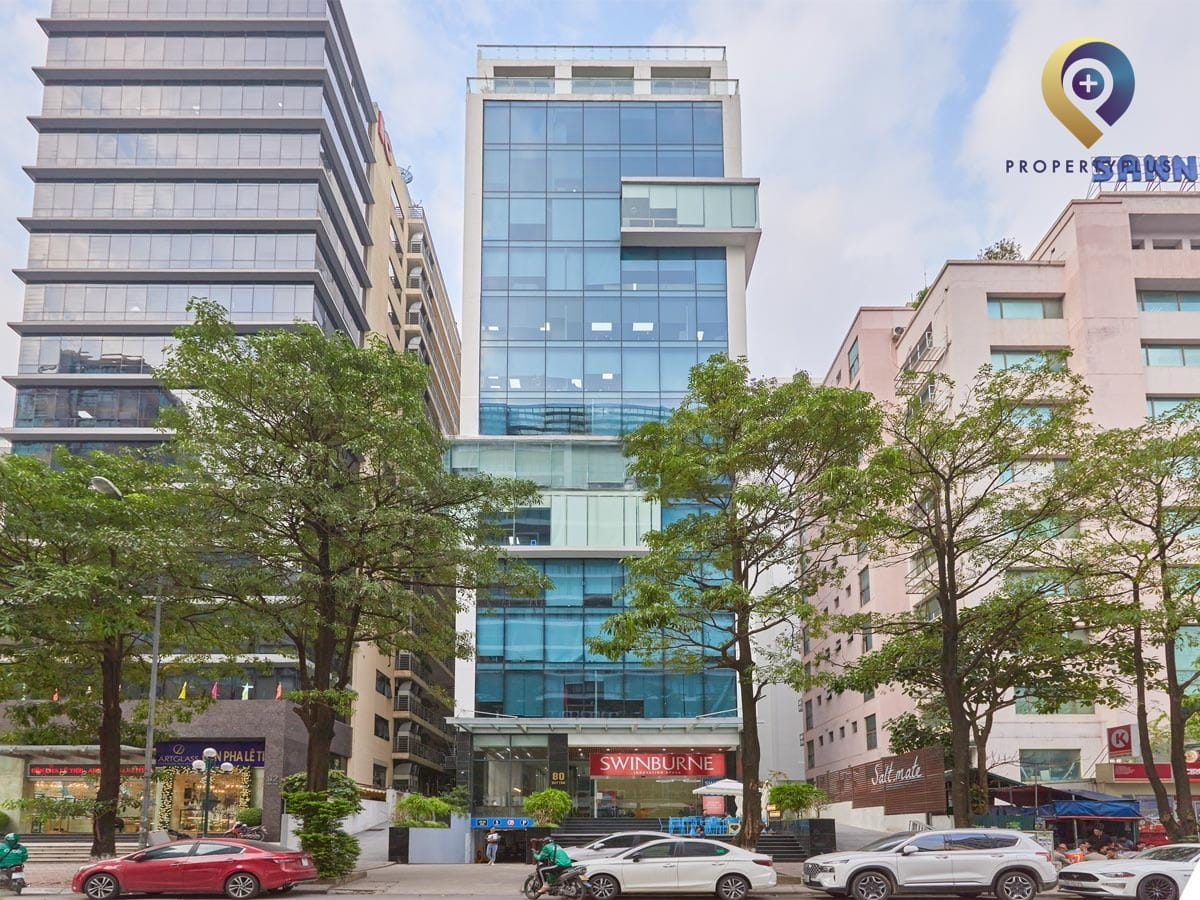 Mặt tiền tòa nhà HT-Building với các văn phòng cho thuê do Property Plus giới thiệu